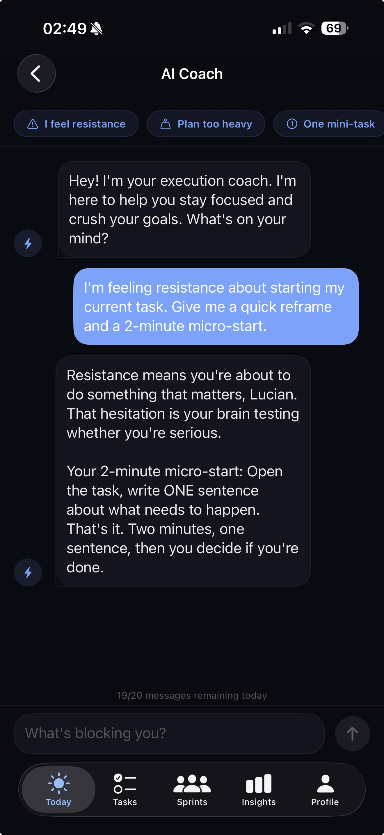 AI Coach Jolt - get unblocked when procrastinating